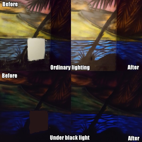 Bruces seascape mural repair